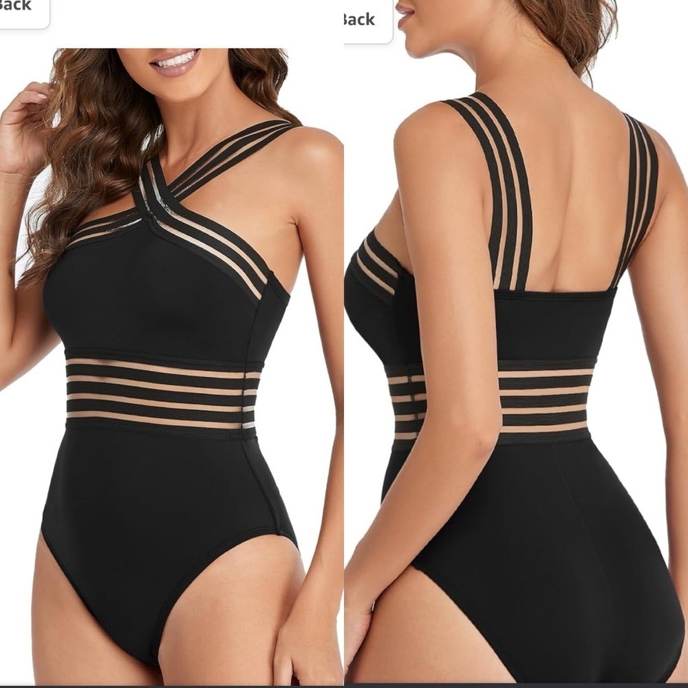 Hilor One Piece Front Crossover Swimsuit Size Medium